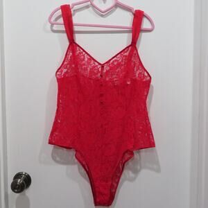 Victoria's Secret Womens Sz S Vintage Lace Nylon Bodysuit Teddy Floral Lace